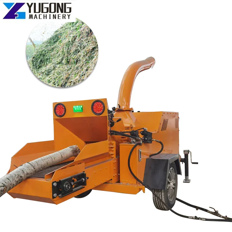 YUGONG Wood Chipper Forestry Machine Multifunctional FireWood Crusher Trailer Towed Tree Shredder Wood Chipper Leaf WOOD Crusher