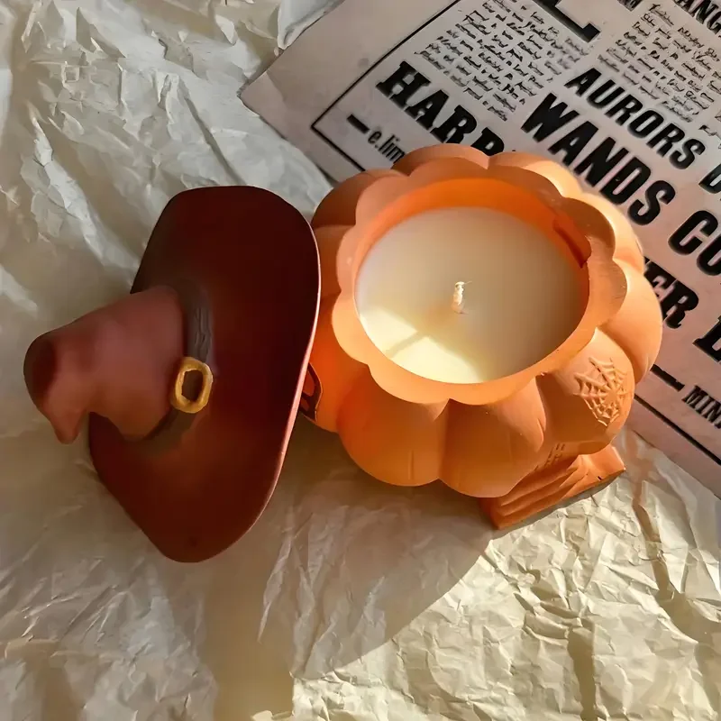 2 unids/set sombrero de Halloween caja de almacenamiento de calabaza molde de silicona Diy tarro de almacenamiento de calabaza de resina vela taza decoración de Halloween molde