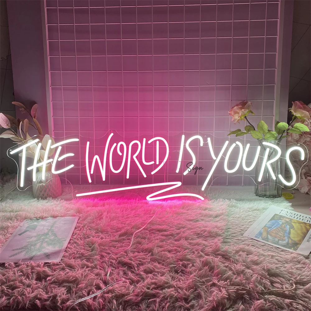 Neon Led Sign the world is yours Wedding Decoration Party Neon LED Night Lights USB House Bedroom Wall Decor Boardsign Neon Lamp