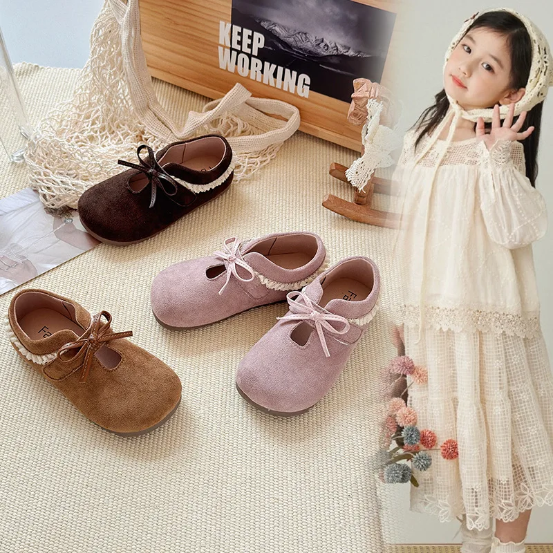 

Girls' PU Leather Shoes New Spring Autumn Children's Soft-soled Sweet Princess Bow Baby Fashion School Student Loafer