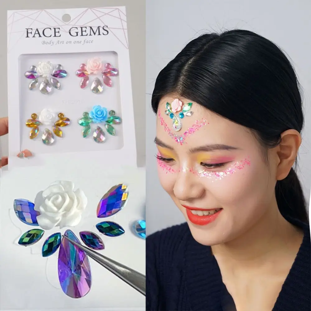 Temporary Face Gems Stickers Waterproof Natural Crystal Face Tattoo Colorful Professional Eye Gems Makeup Stickers Christmas