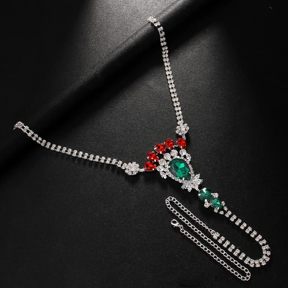 Stonefans Colorful Water Drop Bikini Thong Chain Festivals for Women Beach Underwear Sexy Rhinestone Body Jewelry Party Outfit image 3