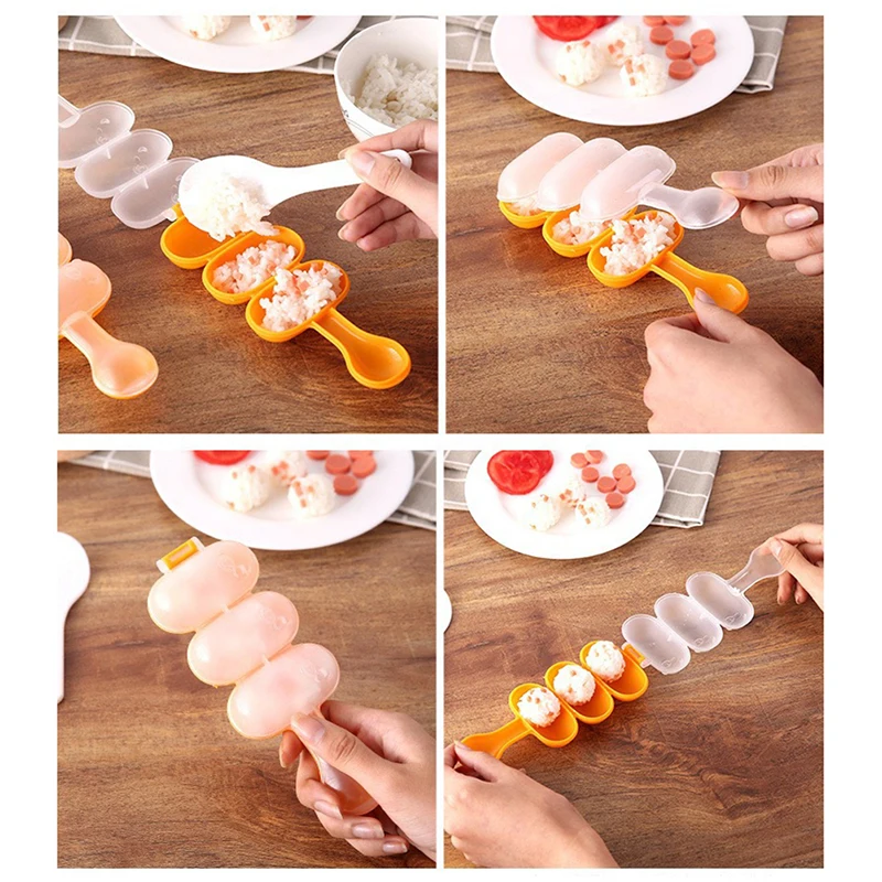 かわいいミニriceと野菜のロールモールド、肉ボールメーカー、オンギリツール、キッチンガジェット、食品グレード、pp素材、diy、1個