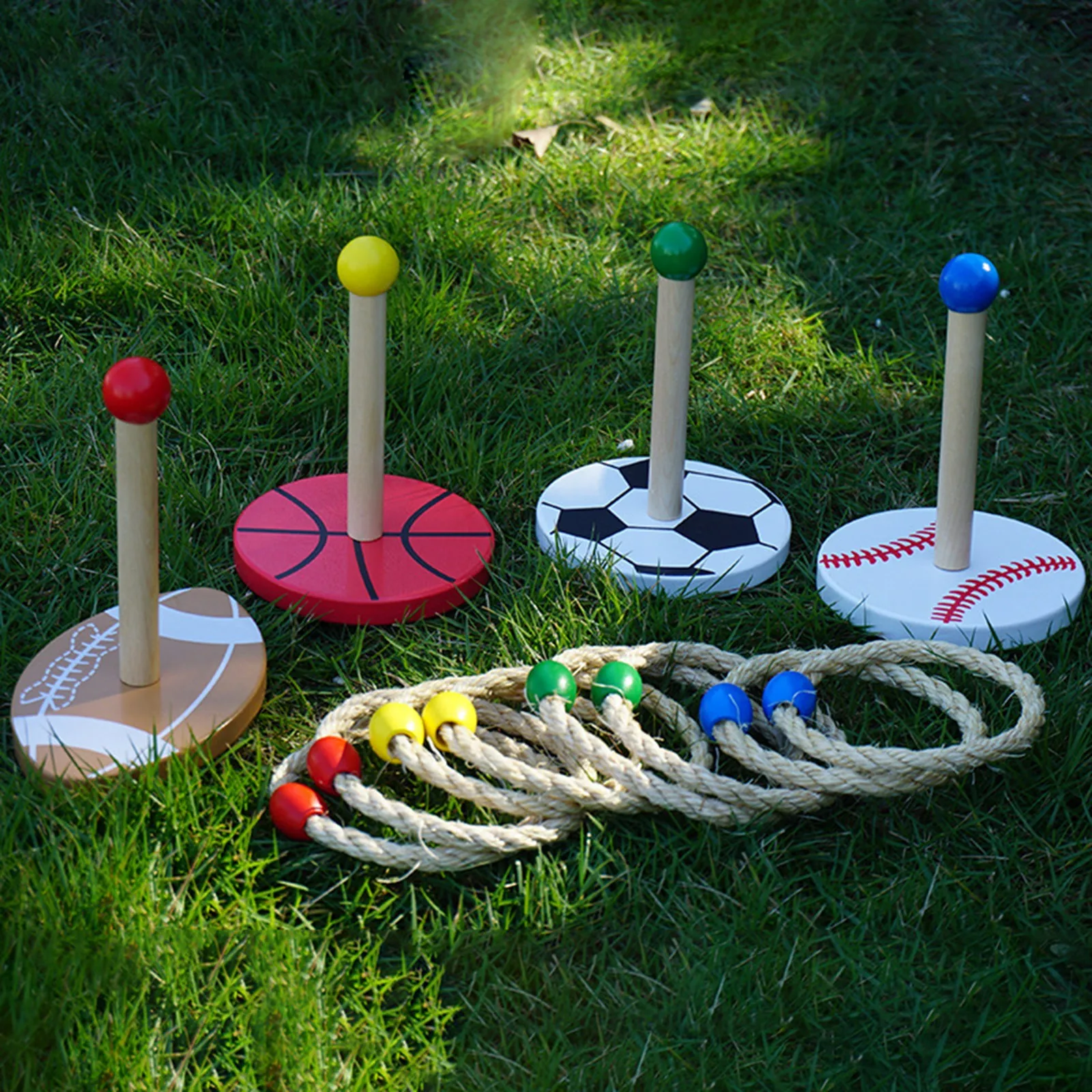 Fun Outdoor Sports Ball Hemp Rope Ring Throwing Educational Toy Children's Outdoor Sports Sensory Training Game Props Supplies