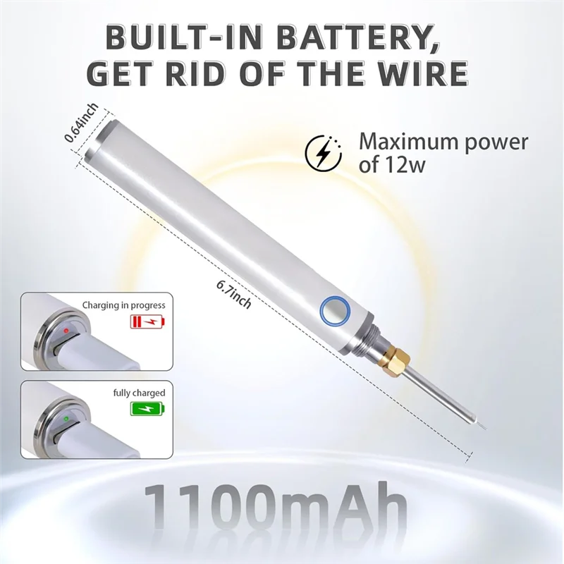 

AD30-Беспроводной комплект горелки с двойным нагревом, перезаряжаемая защелка для нити со сменным наконечником, для изготовления ювелирных изделий, бисероплетения