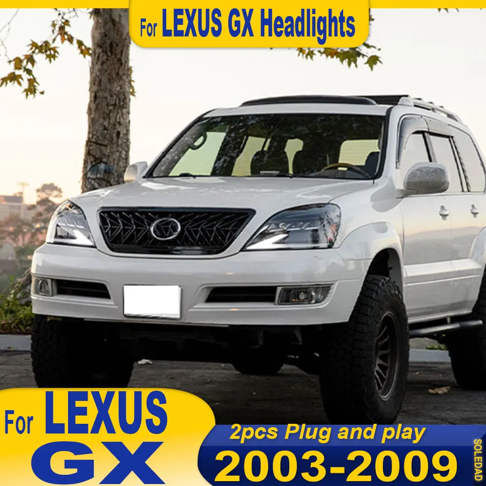 Car Headlight Assembly For Lexus GX 2003 2004 2005 2006-2009 LED Projetor Headlamp Daytime Running Light Automotive Accessories