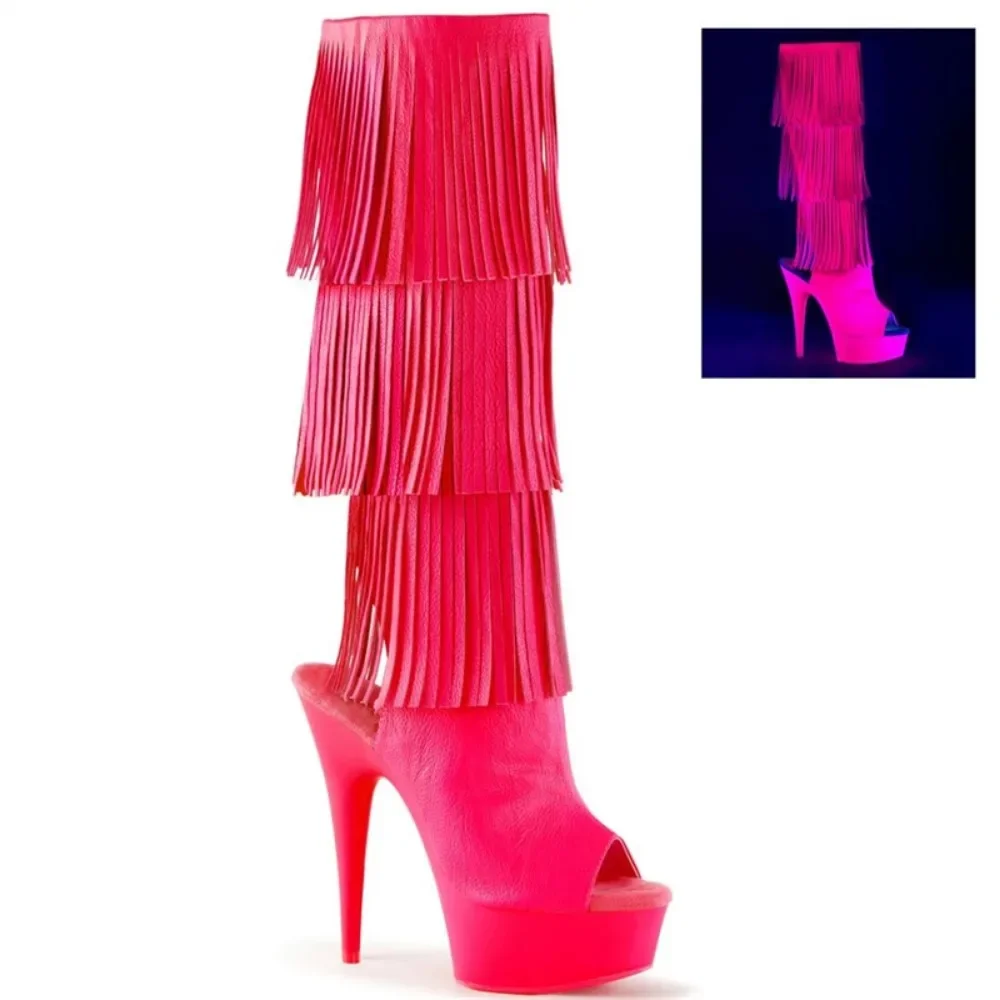 

New Fashion Women Tassel Fringe Belted Long Riding Boots Over The Knee High Thin Heel Side Zip Suede Peep Toe Sexy Pumps