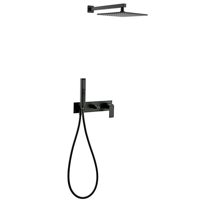 

Hidden Black Hot and Cold Water In-Wall Concealed Shower Set Household Built-in Shower