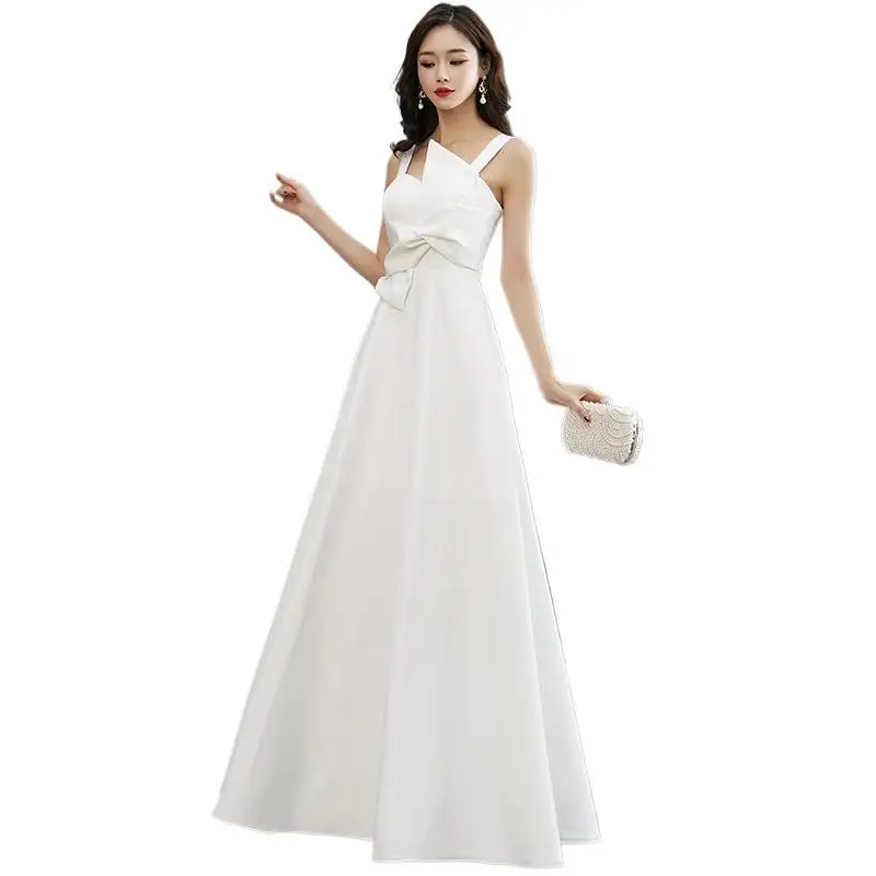 فستان سهرة طويل نسائي صيفي جديد، مزاج عصري وأنيق، فستان مضيف الاجتماع السنوي للولائم الراقية