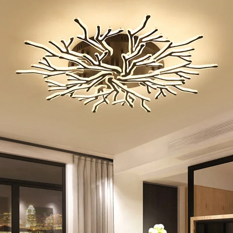 

RC+APP White/ Black Color Modern Led Chandelier for Living Room Master Room Bedroom Fixtures AC85-265V Chandelier Fixture