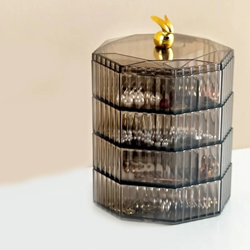 Boîte à bijoux en acrylique avec poignée, boîtes à bijoux transparentes pour femmes et filles, maquillage