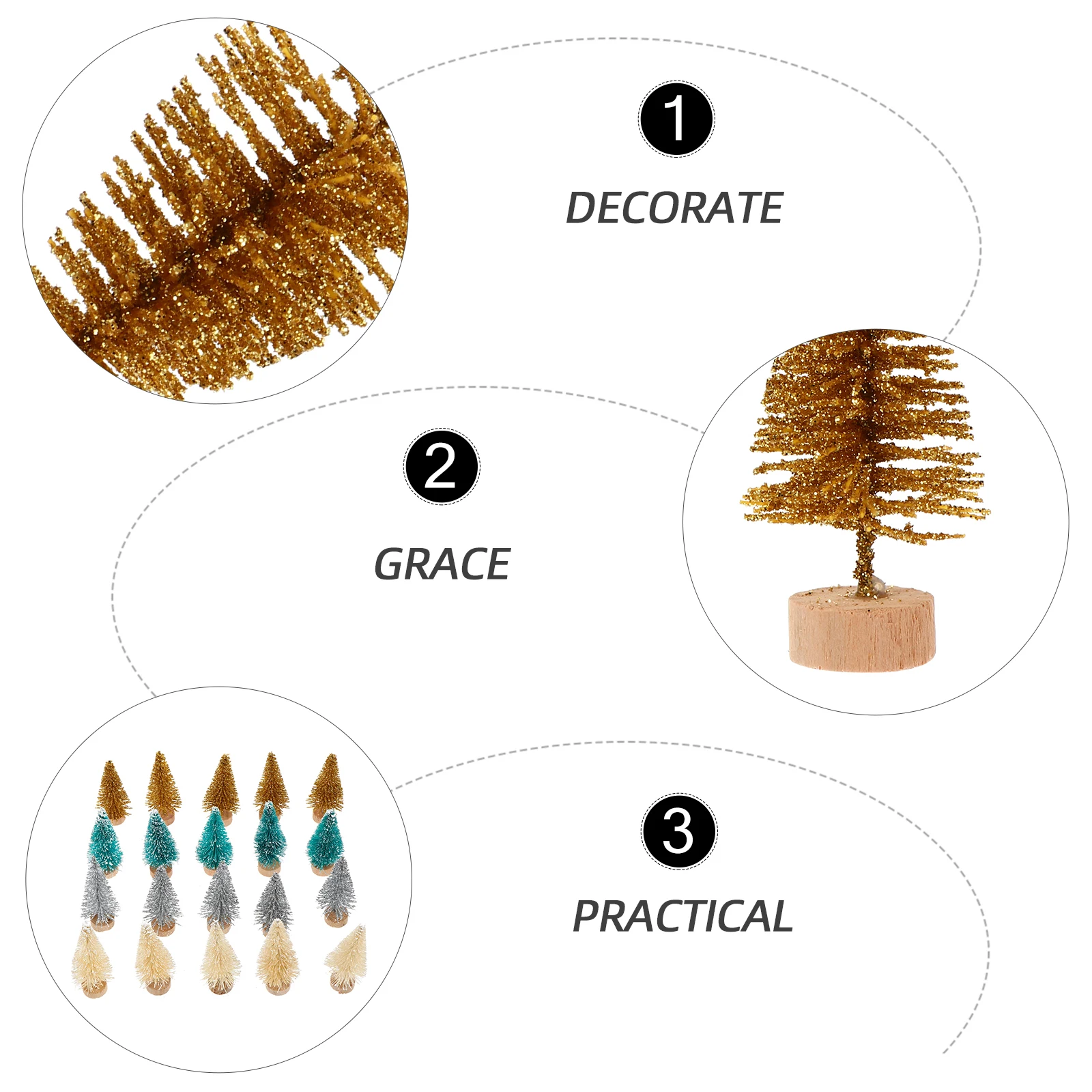 

48 Pcs Christmas Tree Table Top Trees Ornament Frost Decoration Dining Room