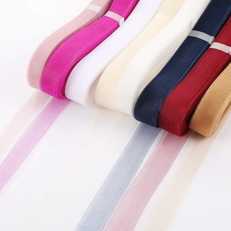 50/100/200 Yards Rigid Polyester Horsehair Braid for Polyester Boning Sewing Wedding Dress Prom Dress Accessory Width 5/6/10 cm