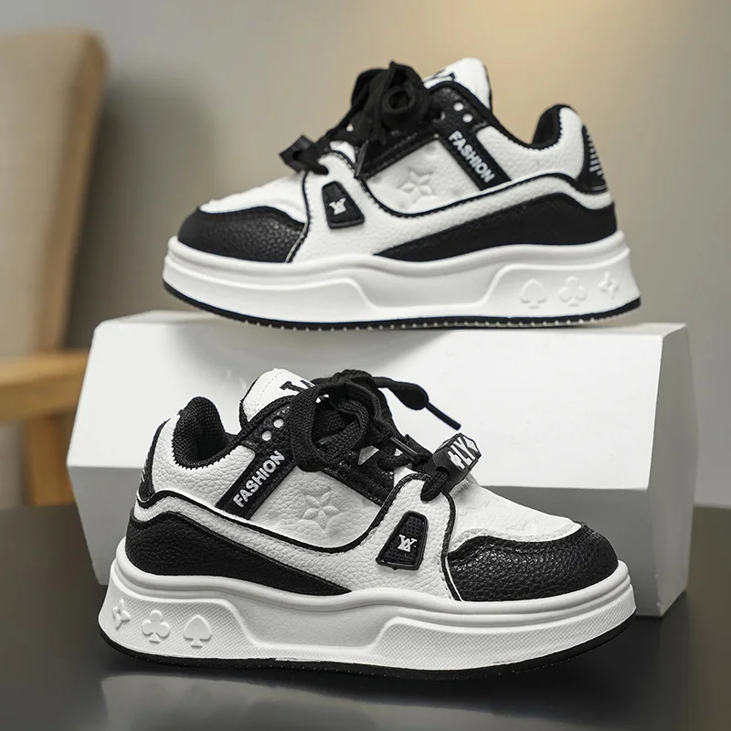 

Обувь для мальчиков, осень 2023, новый стиль, детские противоскользящие туфли с низким берцем, спортивная обувь для мальчиков из водонепроницаемой кожи на мягкой подошве