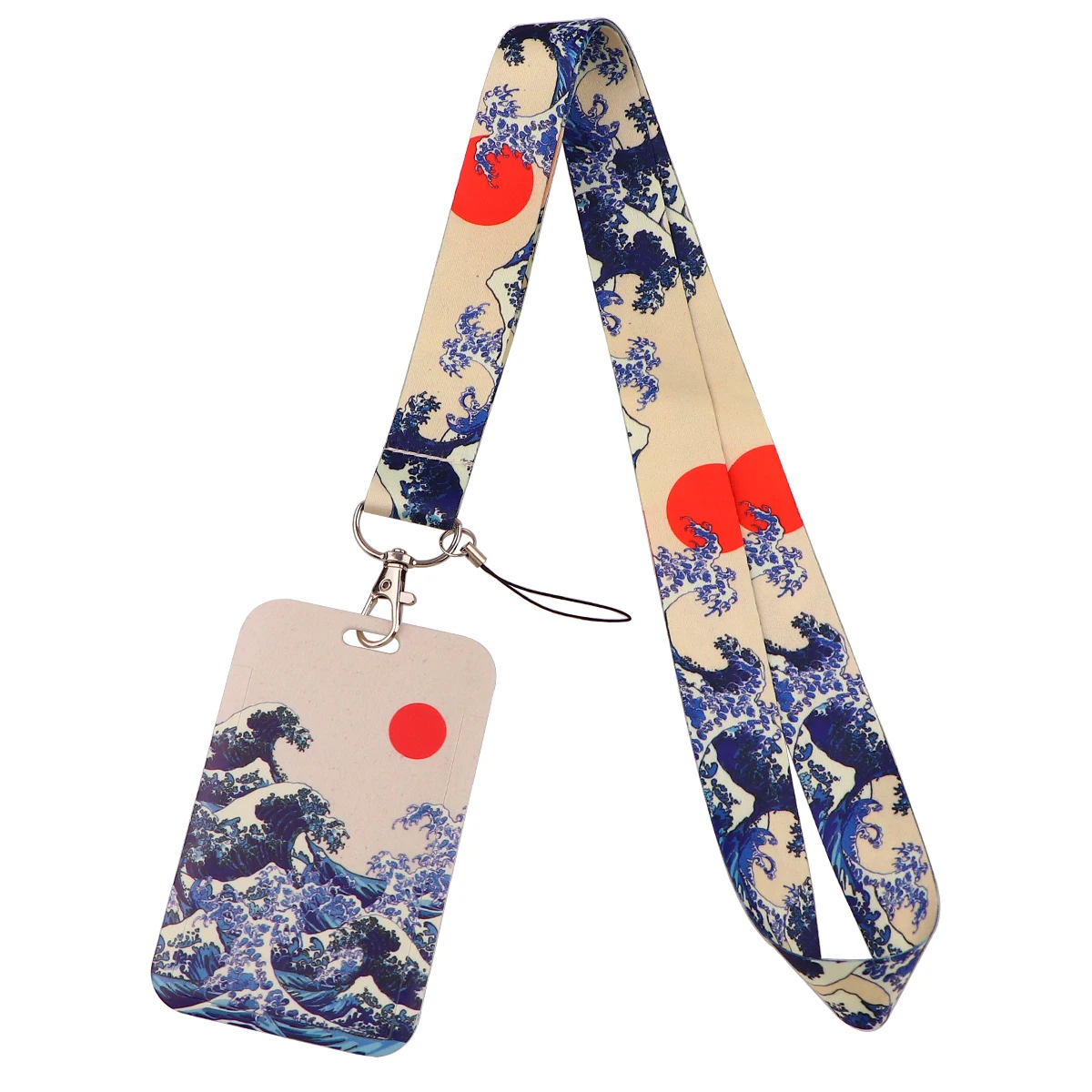 Classic Art Painting Sea Wave Lanyard for Key Neck Strap ID Badge Holder Keychain Key Holder Hang Rope Keyrings Accessories