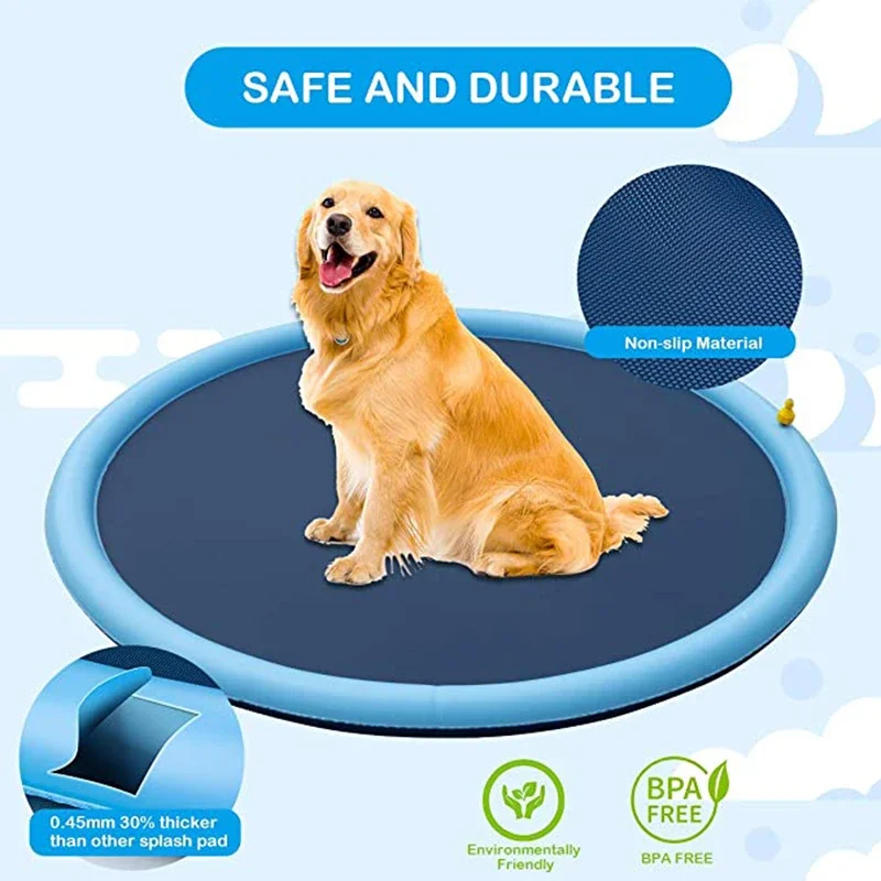 150/170Cm Zomer Huisdier Zwembad Opblaasbare Water Sprinkler Pad Spelen Koelmat Buiten Interactieve Fontein Speelgoed Voor Honden