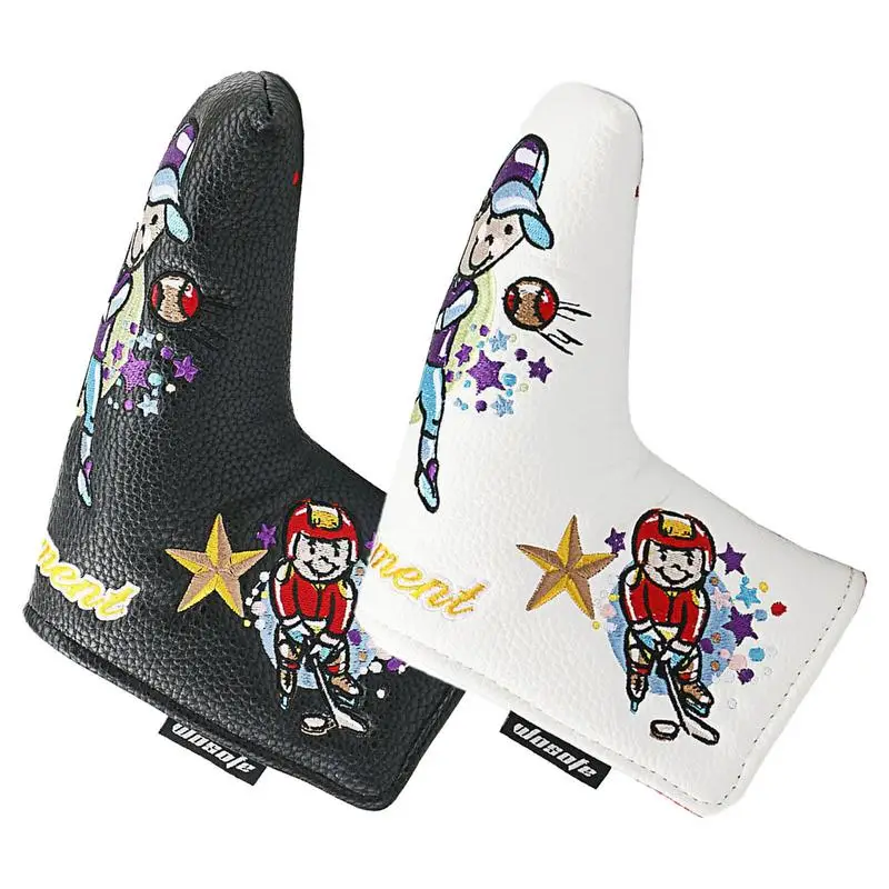 Magnetic Putter Cover Cartoon PU Leather Golf Club Protector Outdoor Golf Putter Head Covers For Golfers Easter Gifts Athletes