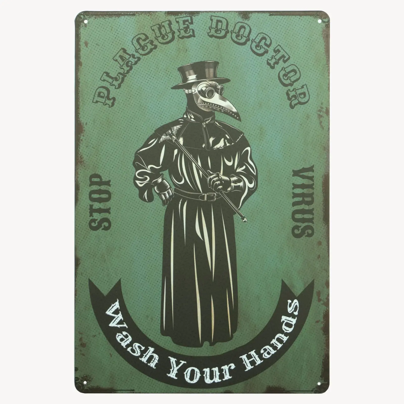 Wash Your Hands Sign Vintage Metal Tin Signs Plague Doctor Retro Signs Funny Bathroom Signs for Farmhouse Decor/Cafe Bar Decor/T