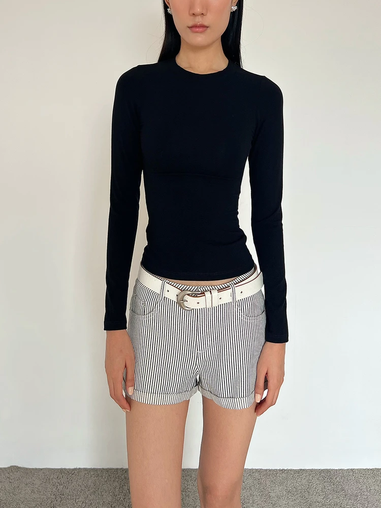 

Классические ретро-шорты HIGHLIFE: Новинка лета, повседневные, в полоску, с эффектом похудения, прямые, с высокой талией, из хлопка, для города