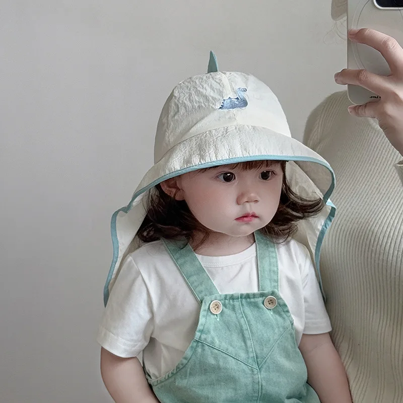 UV Block cap Baby’s summer hats beach accessories Boy Girls Sunshade Large brim Sunshade Shawl Breathable hat for sun protection