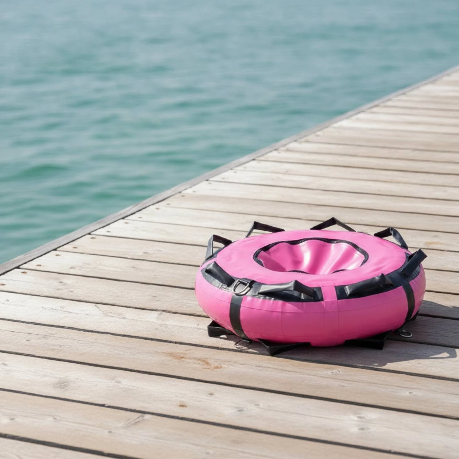 Inflatable Buoy with Handles Visible Freediving Buoy with D-Rings Open Water Training Buoy Portable Floating Loop Lightweight