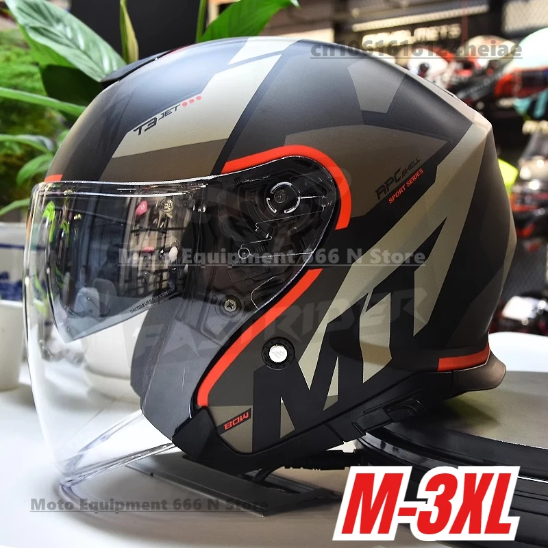 

MT Motorcycle Helmet DOT ECE Certification THUNDER 3 Half Helmet Double Lens Open Face Capacete Cascos Para Moto Men Casco Moto