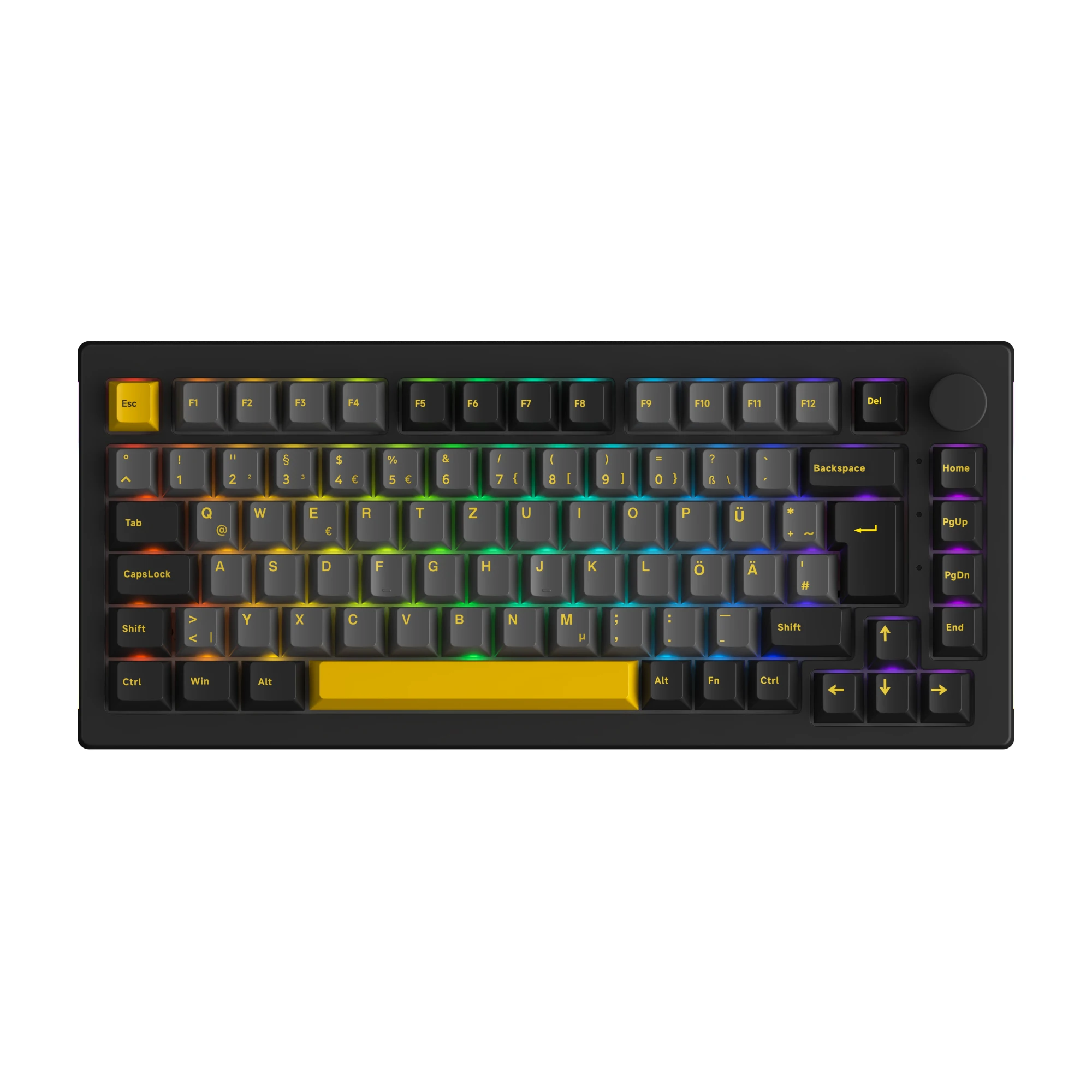 Akko 5075B Plus Keyboard Black & Gold ISO-DE Hot Swap RGB Mechanical Gaming Keyboard 2.4GHz Wireless/USB Type-C/Bluetooth 5.0