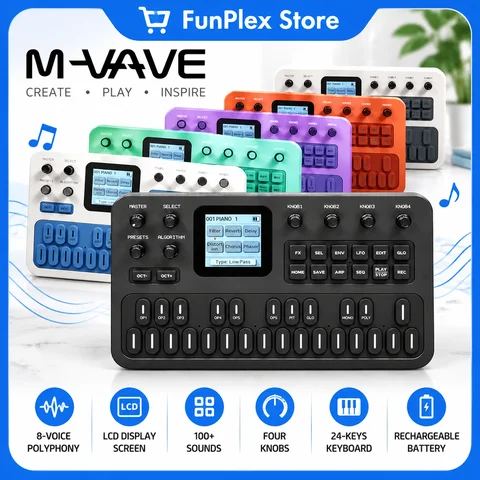 M-VAVE FM1 Mini Portable Handheld FM Synthesizer Silicone Keyboard Music Arrangement Modulation Pocket Effect Device