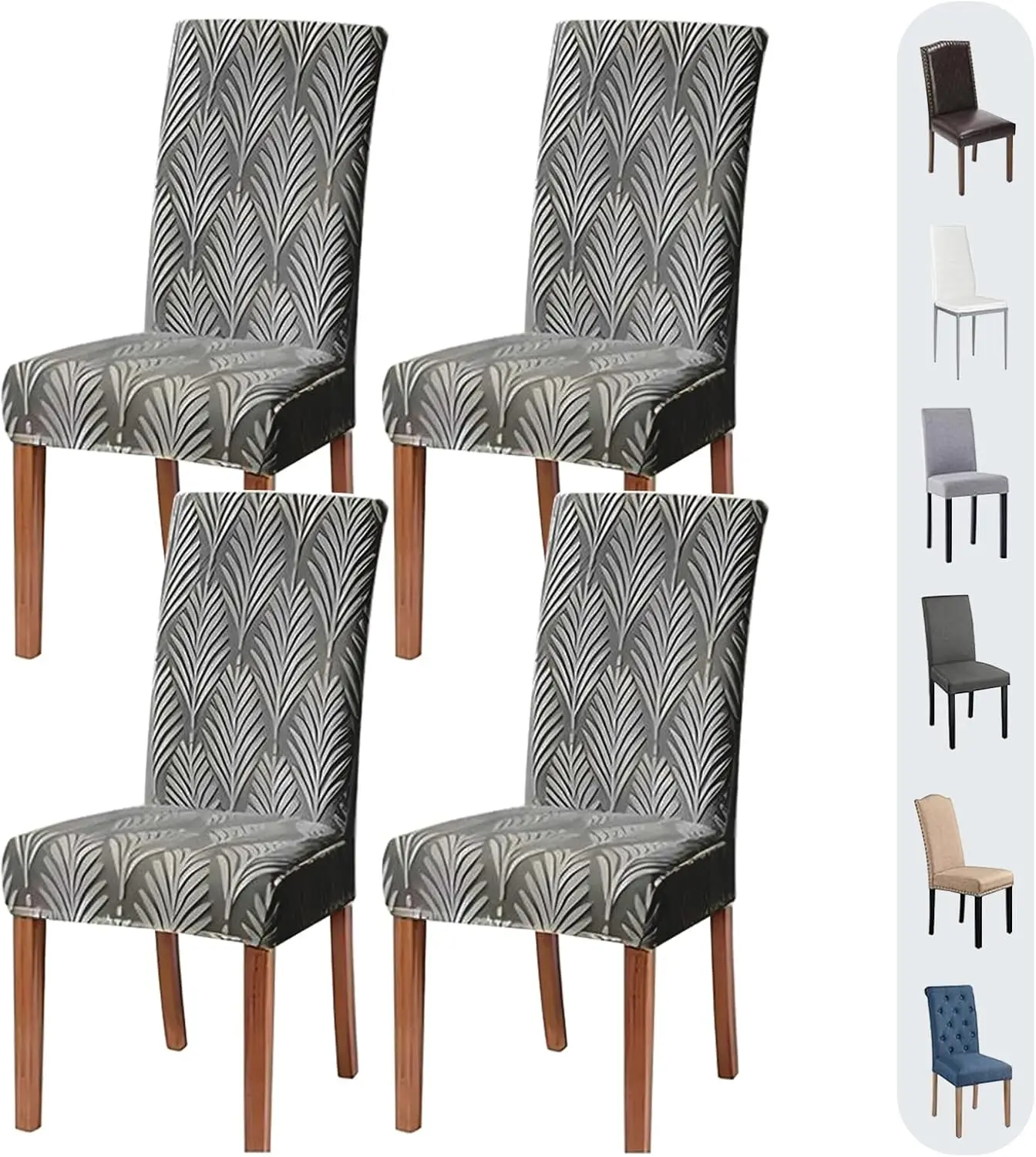 

Chair Covers, Dining Room Chair Covers Set Of 4, Stretch Chair Covers For Dining Chairs, Removable Washable Dining Chair Covers