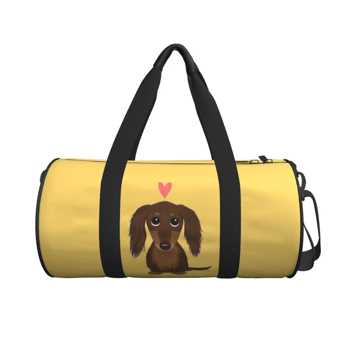 

Милая собака, длинноволосатый шоколад, такса, собака-винер с сердечком, большая спортивная сумка, водонепроницаемая дорожная сумка, дорожная сумка, сумка для фитнеса