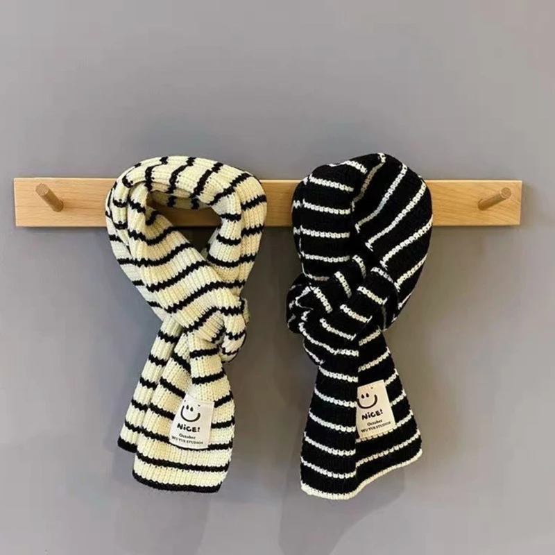 

Multi functional Kids Scarf Children Neck Scarves Stylish Soft Neckwear with Stripe Pattern for Winter Outdoor Activity