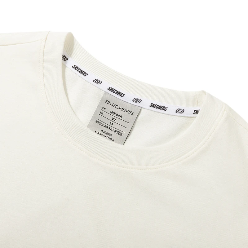 تي شيرت نسائي محبوك بأكمام قصيرة وخفيف الوزن ومريح من Skechers، تي شيرت كاجوال نصف كم قابل للتنفس ومريح L223W125-0074