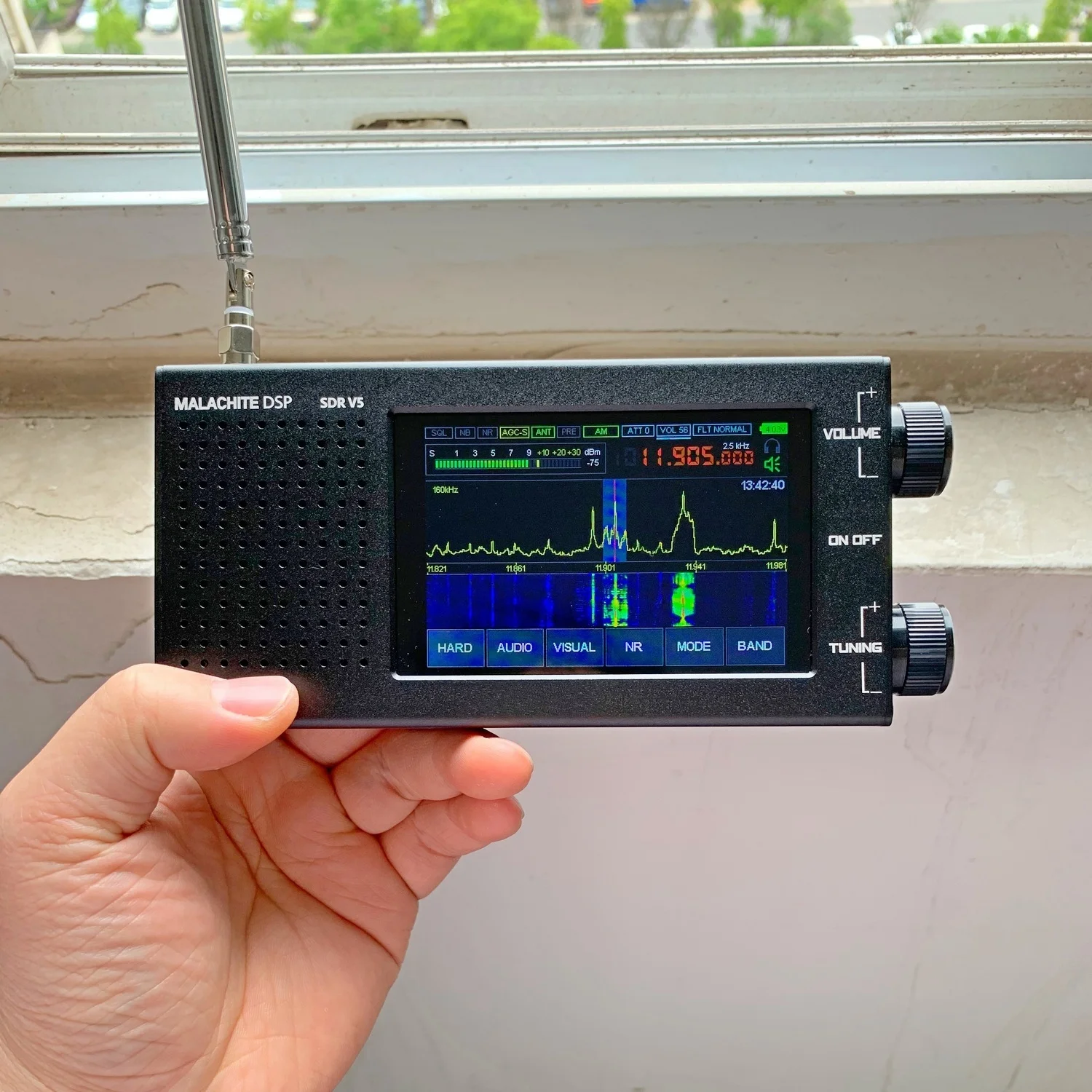 Receptor de radio V5 de malaquita Dsp Sdr 1.10d con placa opcional de metal 5000mah Am Cw Ssb Nfm Wfm