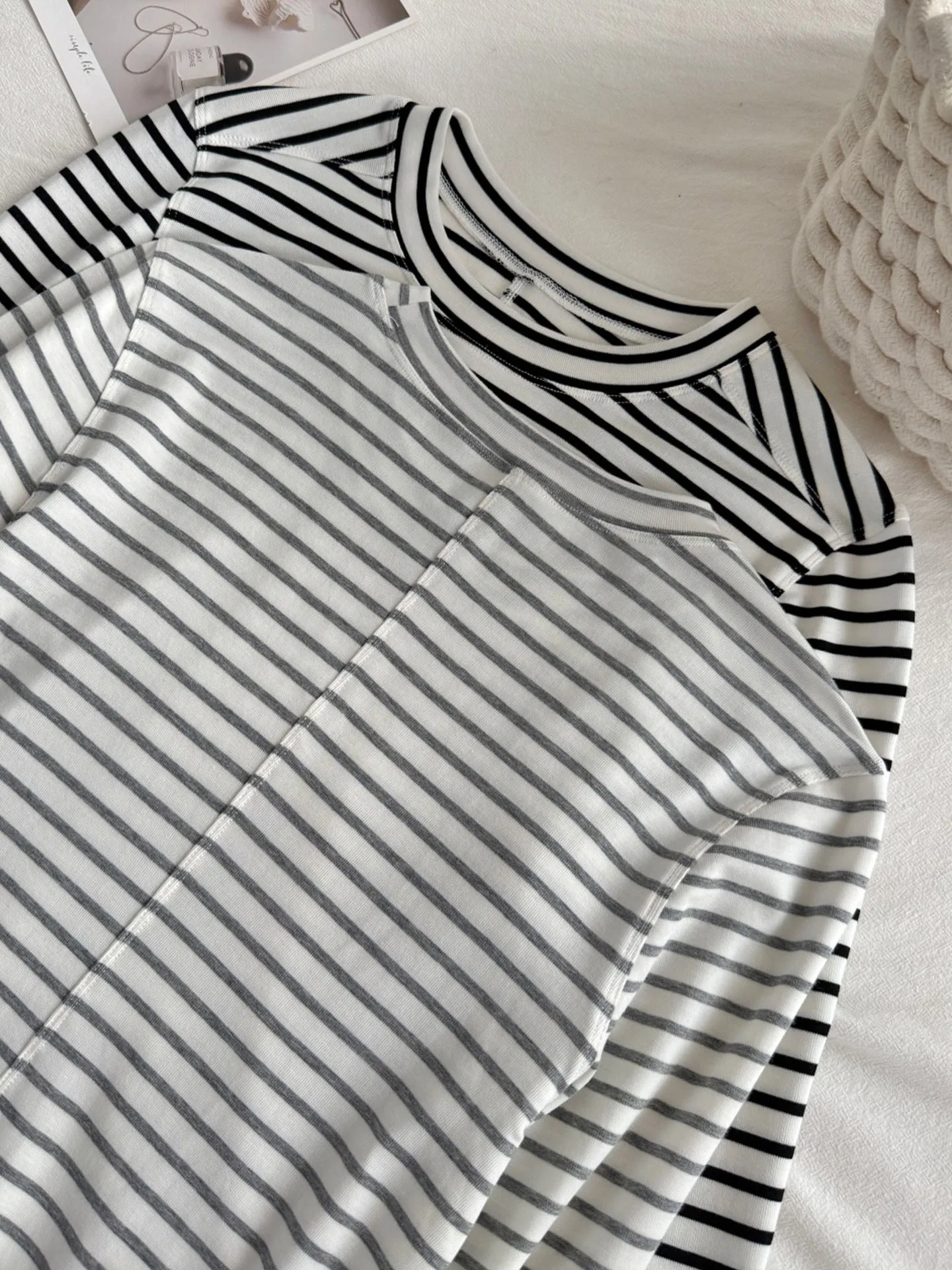 new delivery fashion spring women top T shirt striped young girl students M-2XL clothes lady Bottom underwear adolescent simple