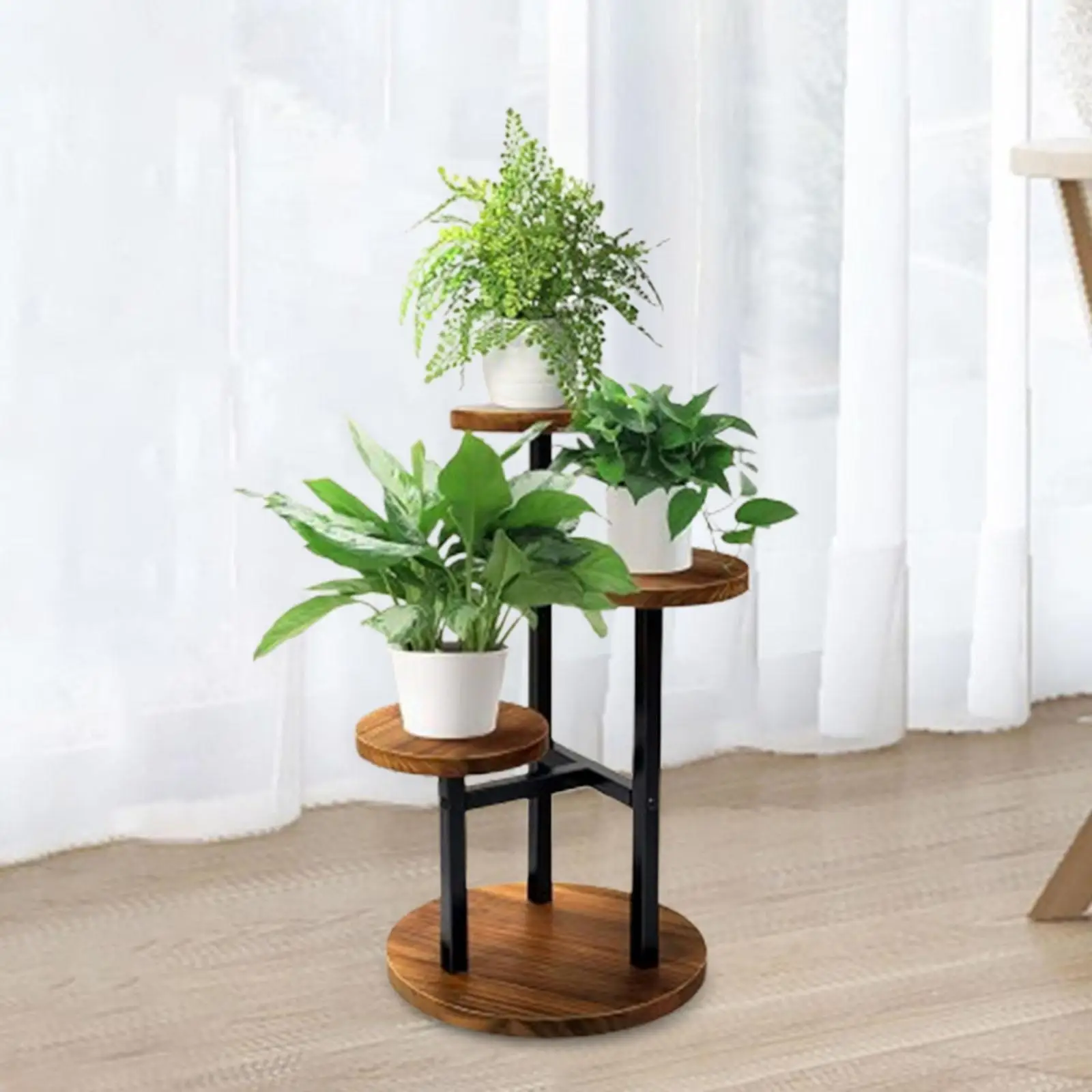 3 Tiers Plant Stand Floor Standing Rack Elegant Planter Pot Holder Home Decor Display Rack for Dorm Cafe Balcony Patio Apartment