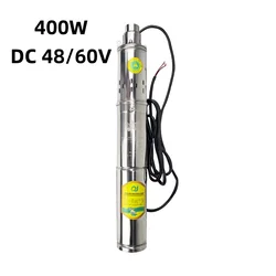 400W Solar DC Stainless Steel Deep Well Pump With Built Controller Max Flow 2T/H PV Deep Well Pump for Home Agriculture