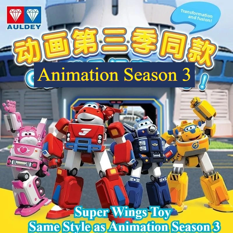 Auldey genuino Super Wings que transforma el robot versión Q combinado Mecha Set Jett camión de bomberos que transforma el juguete, regalo de vacaciones para niños