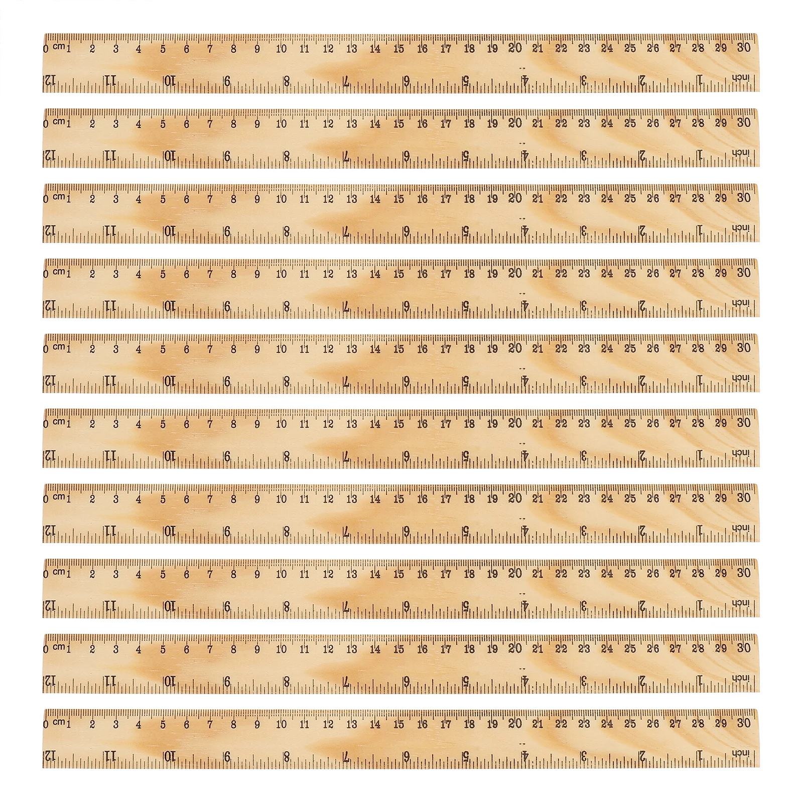 Régua de madeira de 12 polegadas, 25 peças, escala dupla, durável e resistente para desenho de classe de matemática, design de ajuda de aprendizagem, régua reta