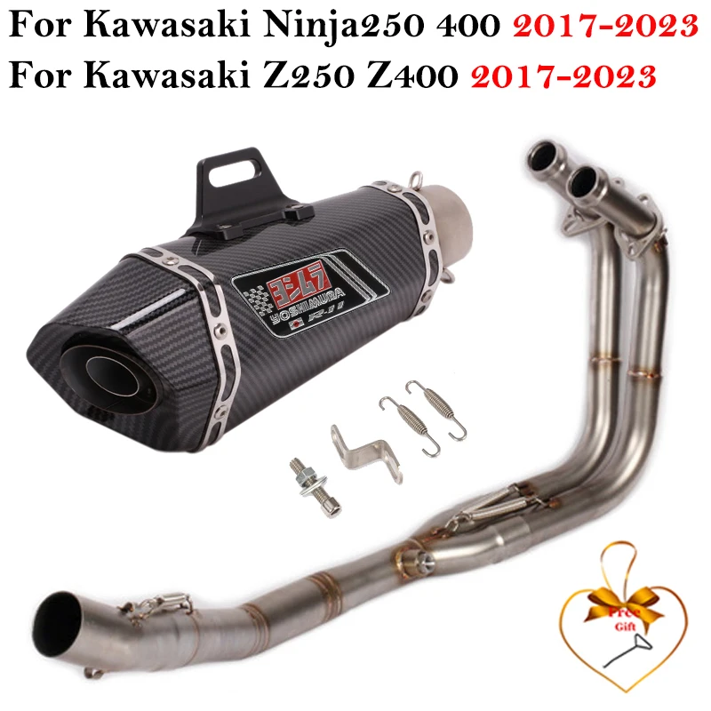 

For Kawasaki Ninja250 Ninja400 Z400 Z250 2017 - 2022 Motorcycle Front Link Carbon Pipe Exhaust Escape Systems Muffler DB Killer