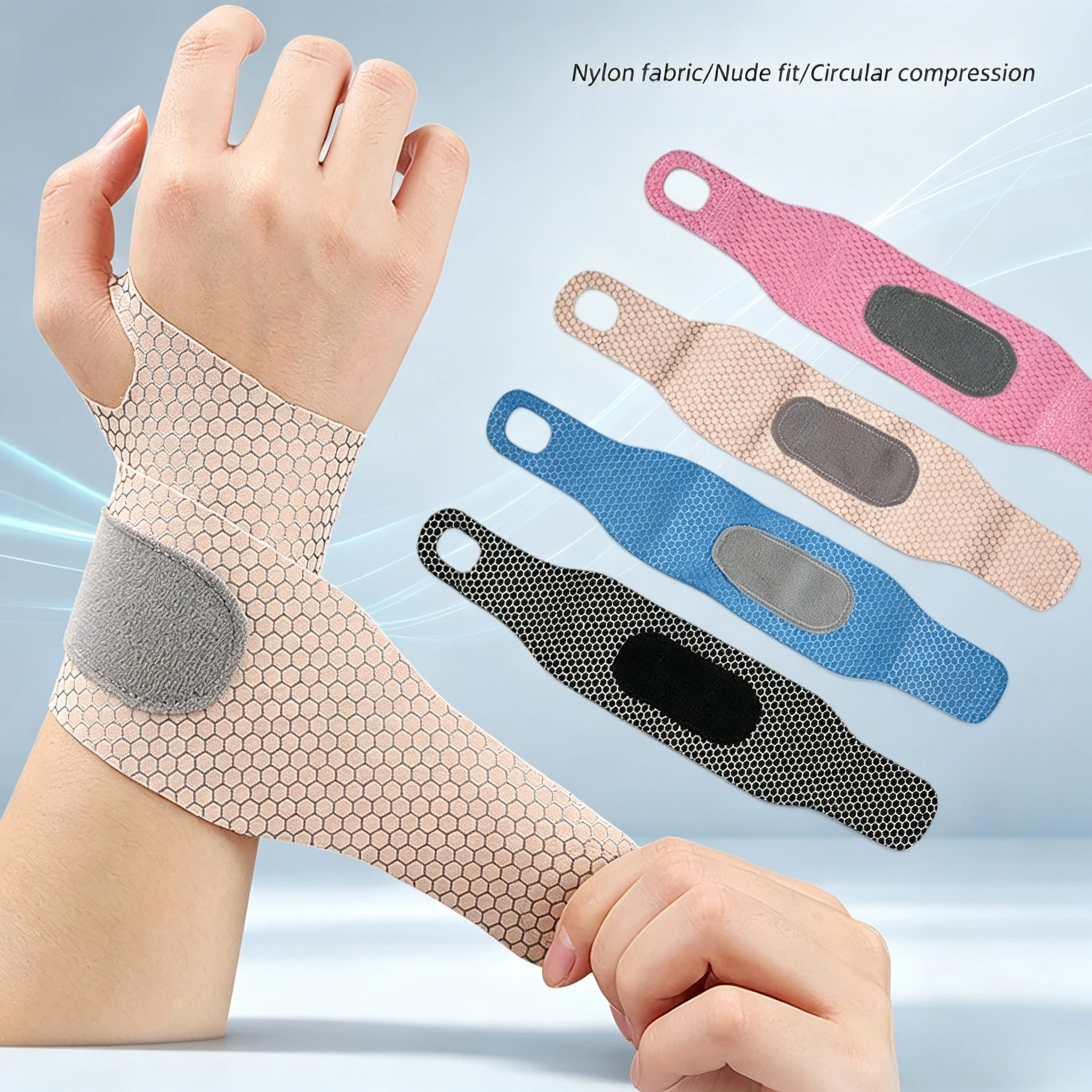 Adjustable Nylon Wrist Support Strap, Circular Compression Wrist Brace,Breathable Wrist Wrap for Sports & Daily Wrist Protection
