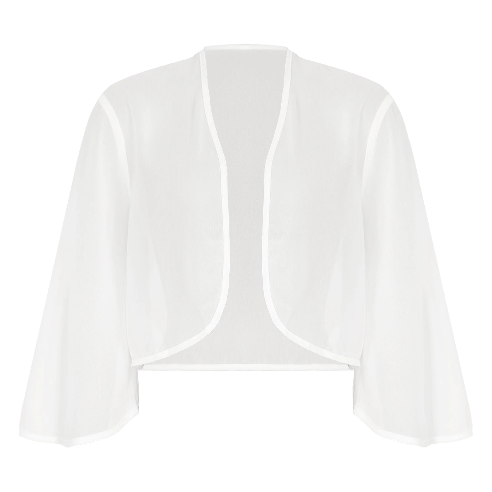 

Elegant Womens Chiffon Long Sleeve Bolero Cardigan Wraps Shawls Cover Ups Ladies Solid Color Bridal Wedding Cape Wrap Corp Tops