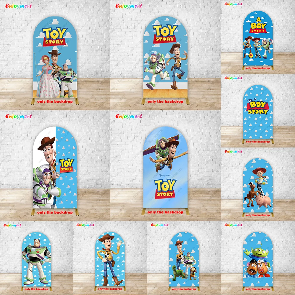 

Фон с аркой «История игрушек», декор для вечеринки в честь дня рождения для мальчиков, настенный фон для фотосъемки Вуди для фотореквизита