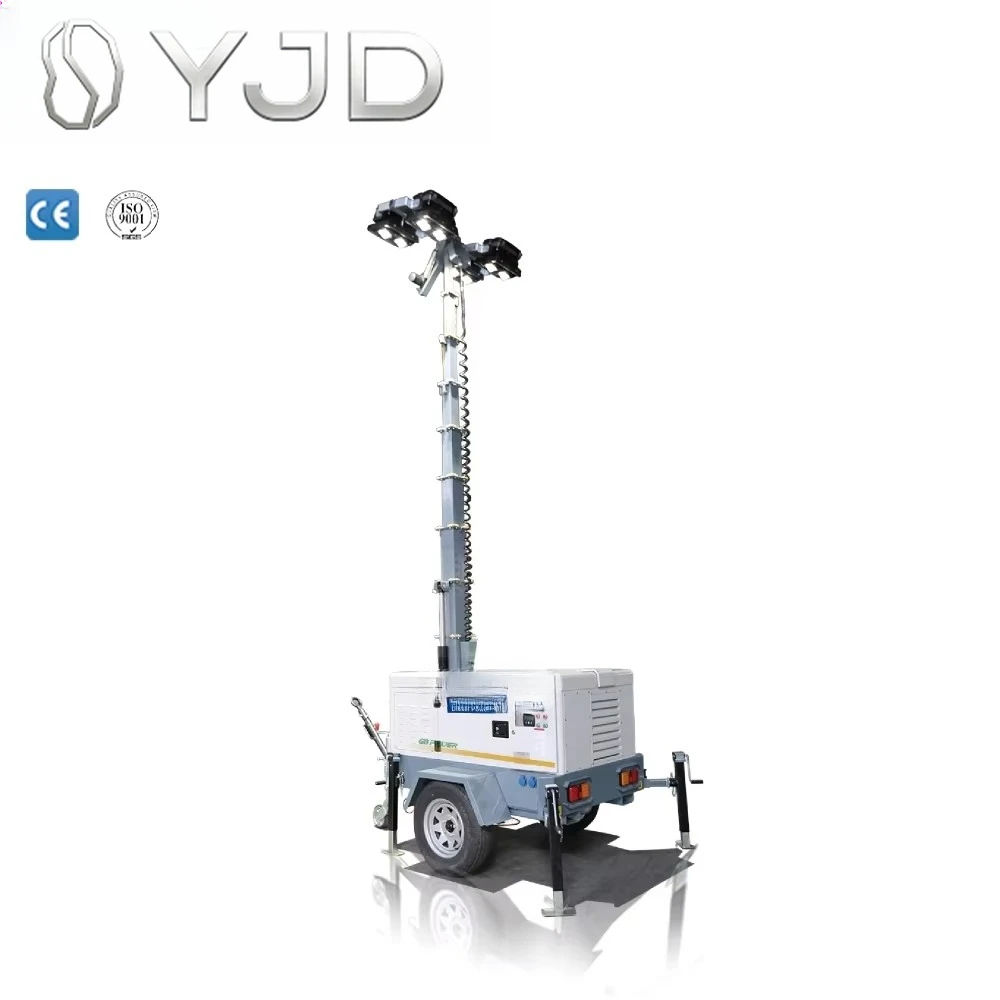 Tower Lights diesel Engine 1 Phase 230v Trailer 10kva Mobile Lighting Tower Diesel Generator With Four Wheels