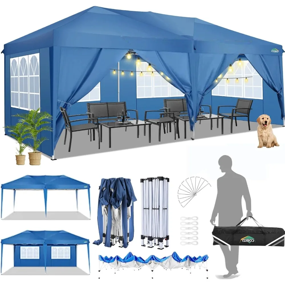 

Canopy 10x20 Pop Up Canopy Tent with 6 Sidewalls Easy Pop Up Tent 10x20 Waterproof Commercial Instant Shelter UPF 50+ Portable