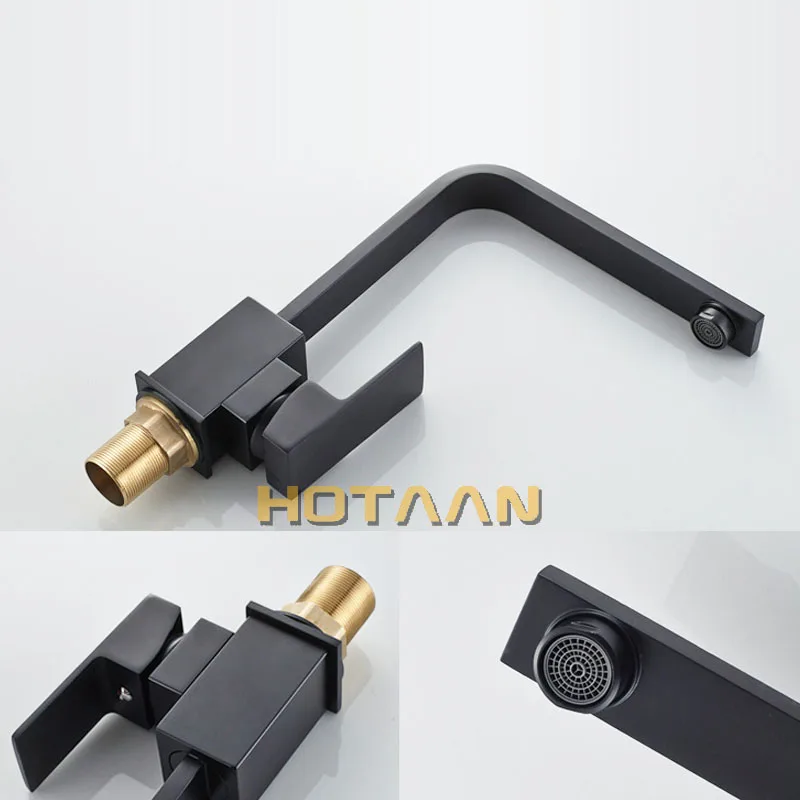 Black Square Kitchen Faucets 360 Degree Rotation Water Faucets Solid Brass oil rubbed bronze Kitchen Sink Tap Water Mixer