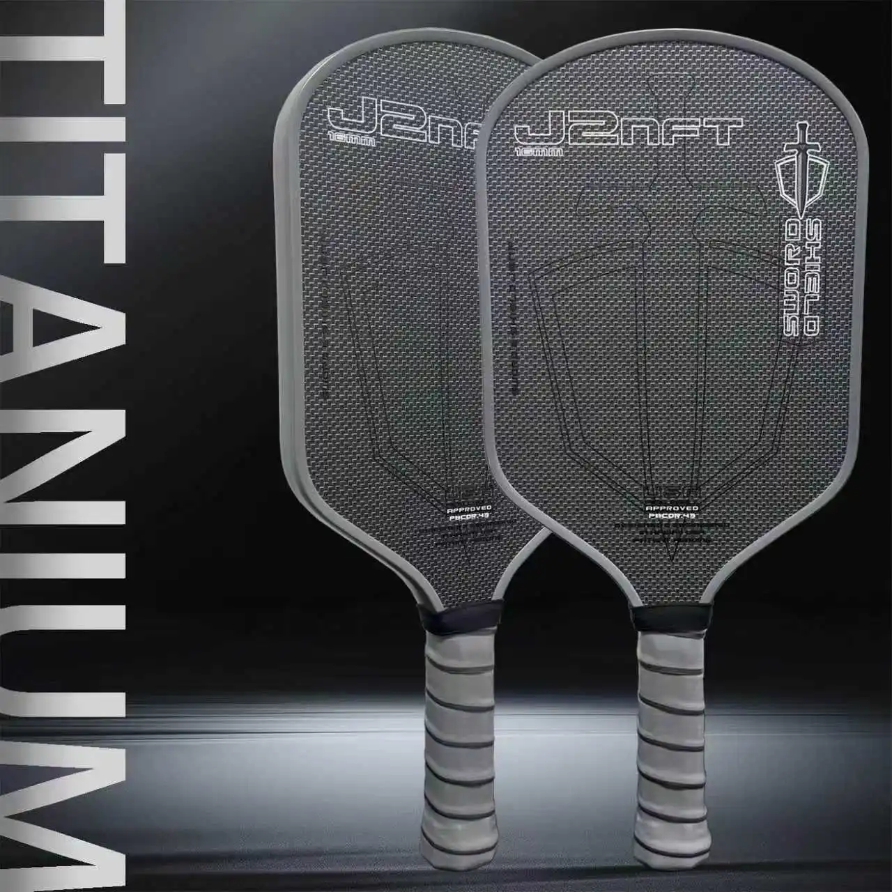 

SWORD & SHIELD-J2NFT Titanium Wire Woven Surface 16mm Honeycomb Core Pickleball Paddle High Spin Paddle Perfect Sports Gear