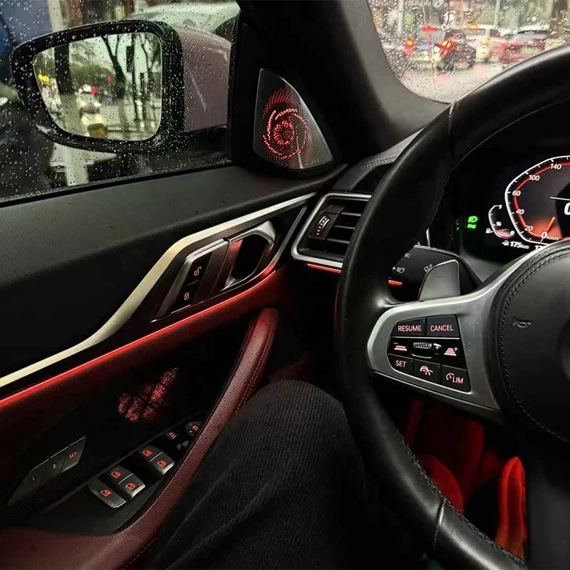 اكسسوارات السيارات المخصصة والجملة Led أضواء Interio المتكلم غطاء مضيئة لسيارات BMW 4 Series I4 M4 G22 G23 G26 G82 #4