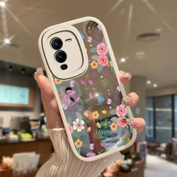 Floral Soft Frame Mirror Case For Vivo V27E V25 Pro V25E V23 V23E V15 Pro V11i S15 S12 S1Pro Shockproof Silicon Protective Cover