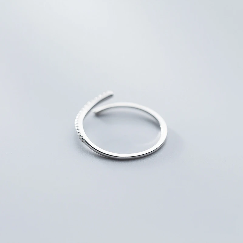 Women's 925 Sterling Silver Adjustable Stackable Zircon Ring