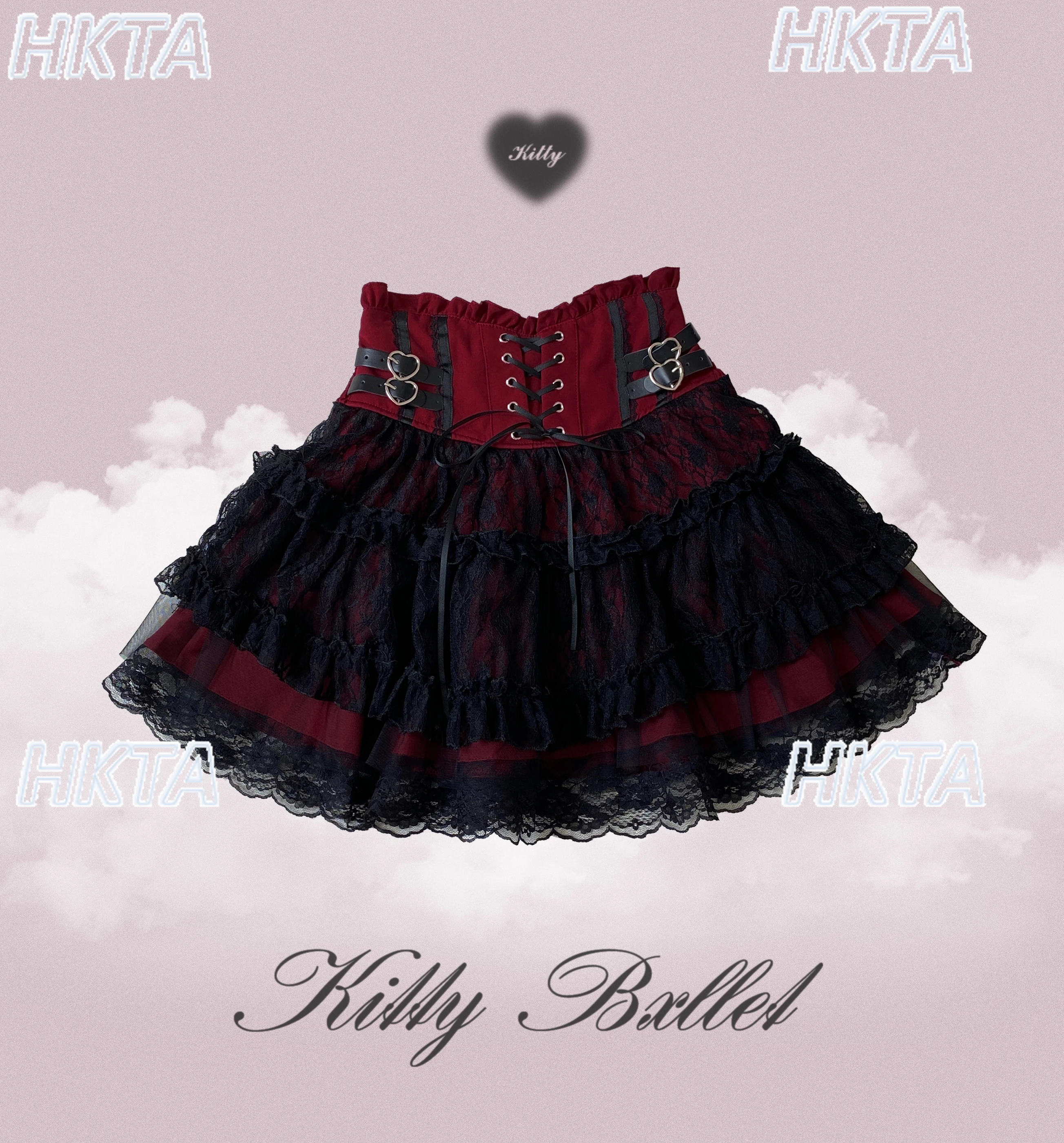 Japanese Original Mines Skirt Elegant Lace Trim Tie Buckle High Waist Gothic Black Red Short Skirt Women Girls Lolita Skirts